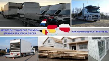 TRANSPORT materiałów budowlanych/okien/drzwi/towarów na paletach BELGIA/HOLANDIA/NIEMCY
