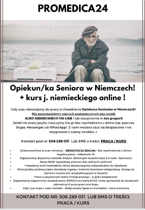 Opiekun/ka Seniora w Niemczech! + kurs j. niemieckiego online !