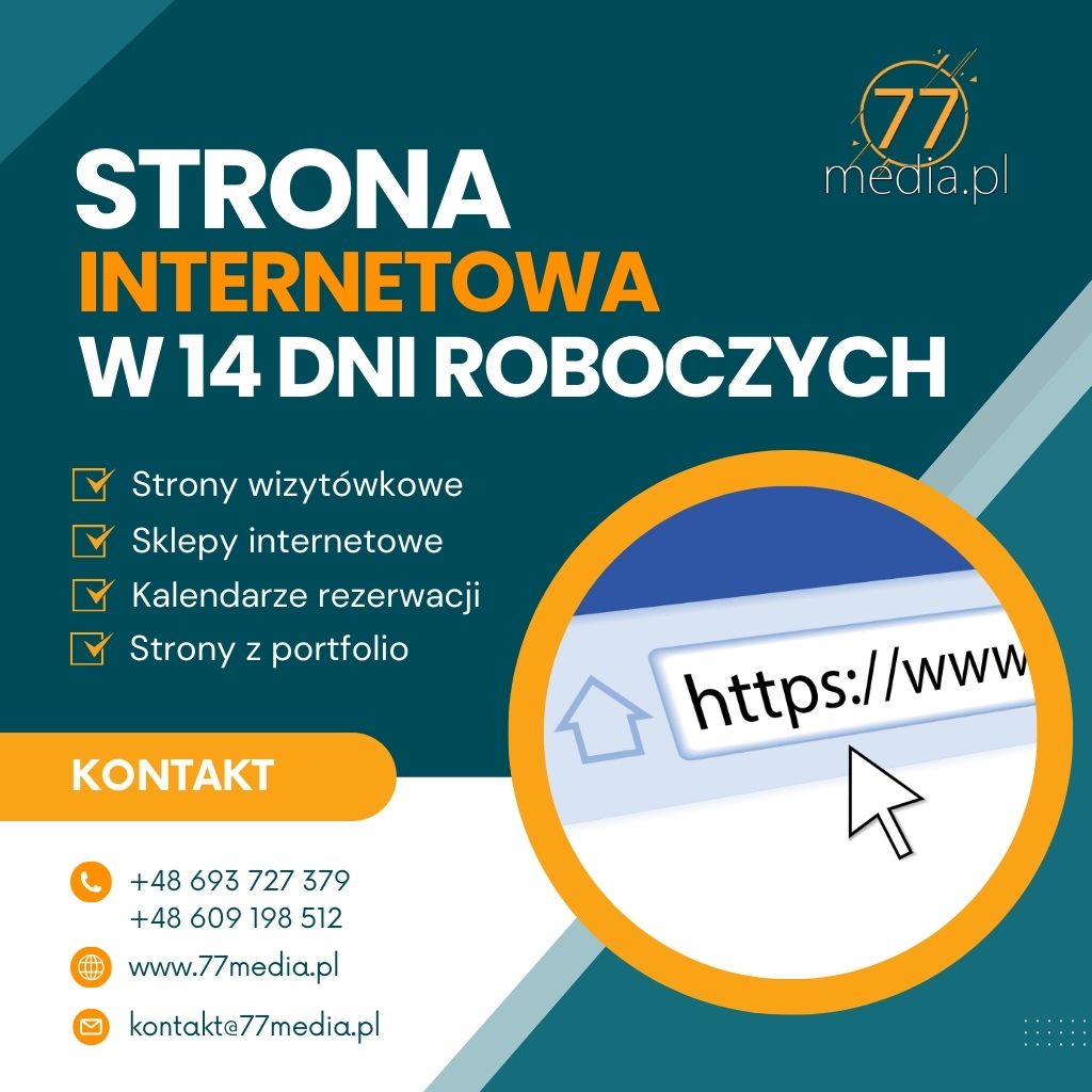 Strona internetowa w 14 dni - e-commerce, wizytówki, portfolio 77media